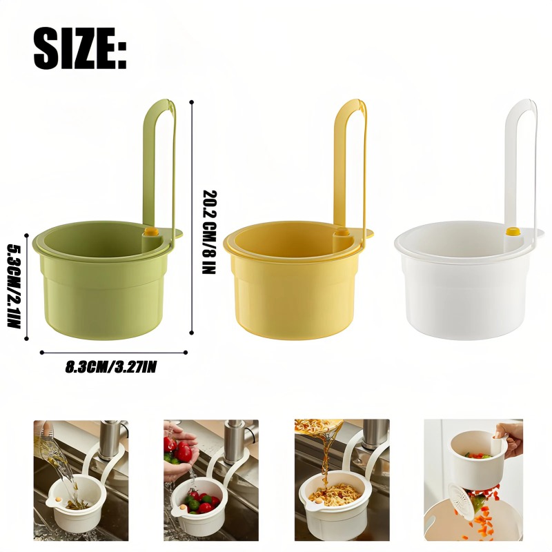 Commercial Kitchen Bin - ตะกร้ากรองเศษอาหารสำหรับอ่างล้างจานแบบใหม่ พร้อมที่แขวนก๊อกน้ำและแผ่นกรองระบายน้ำ ช่วยให้เทเศษอาหารออกได้ง่าย