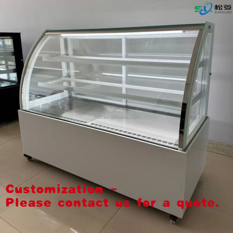 Commercial Chest Freezer - ตู้โชว์เค้กสแตนเลสแบบกำหนดเอง ตู้แช่ขนมพร้อมระบบทำความเย็น ลวดทำความร้อน ประตูกระจกกันฝ้า ตู้แช่เย็น