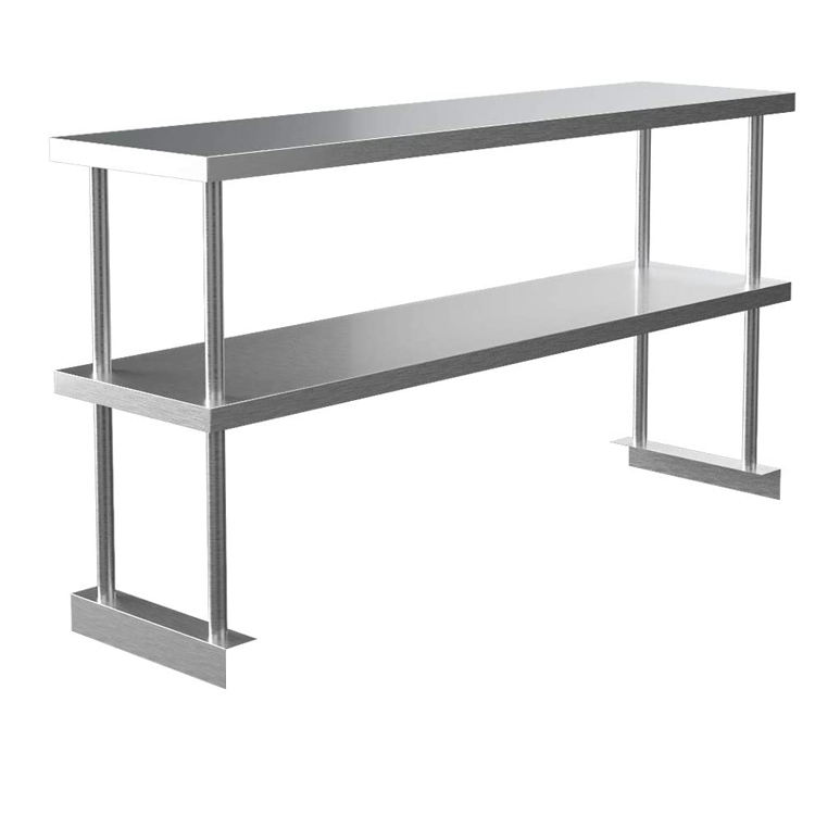 Commercial Kitchen Worktops - โต๊ะเตรียมอาหารสแตนเลสแบบมีชั้นวางด้านบนสำหรับงานครัวเชิงพาณิชย์